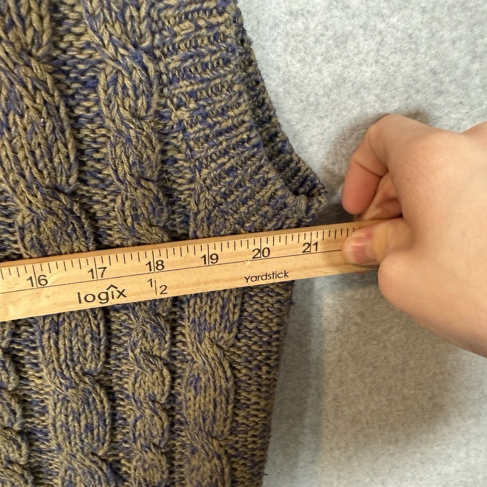 Vintage Sweater Vest Mens Large Green Button Front V Neck Cable Knit - Picture 4 of 6
